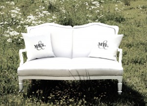 trouwbankje, weiland, veld, trouwen